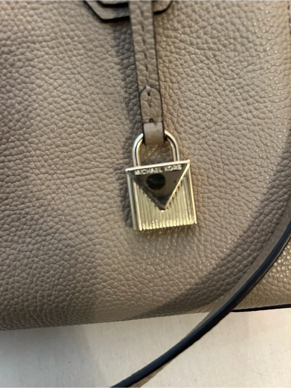 MICHAEL KORS Taupe Pebbled Leather Mini Satchel